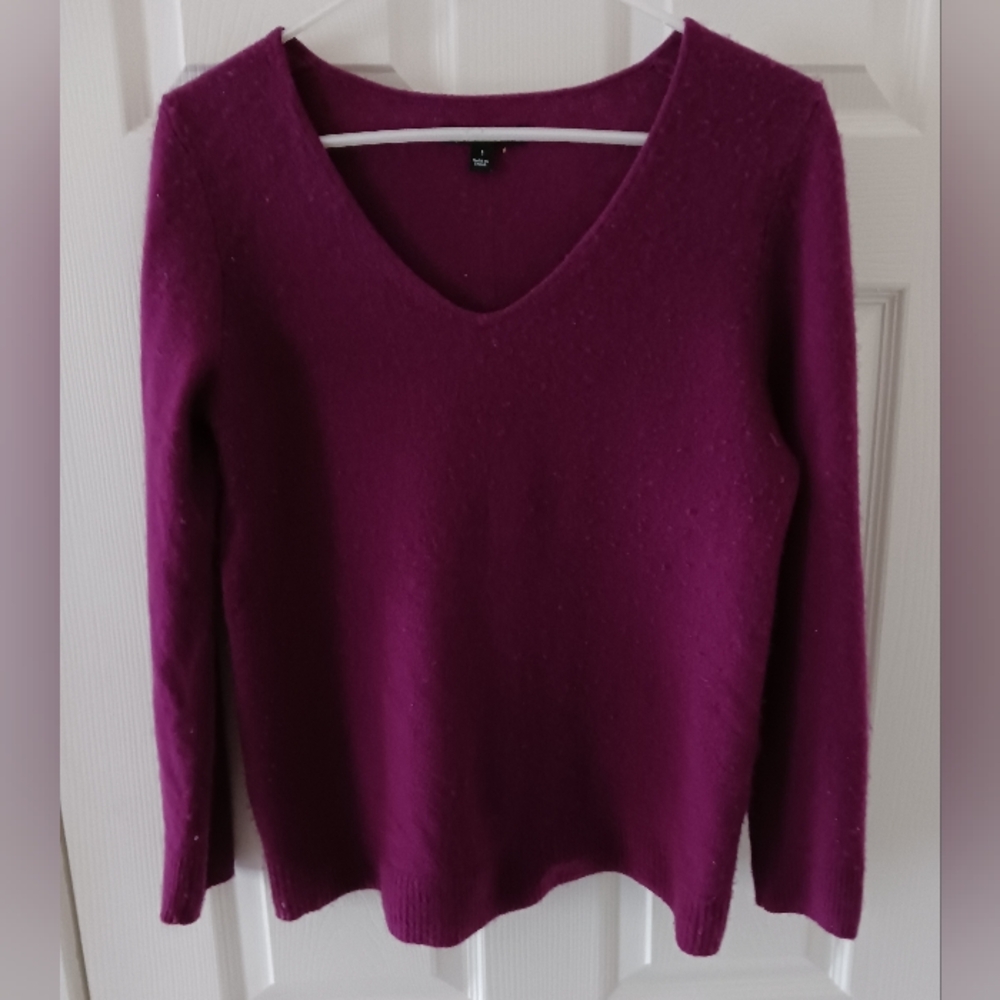 41 Hawthorn 100% Cashmere Purple V Neck Pullover Sweater Size S.